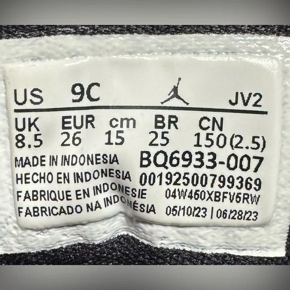 Nike Jordan 1 Kids Black Gold High Top Running Shoes Sneakers US Size 9C - Picture 9 of 9